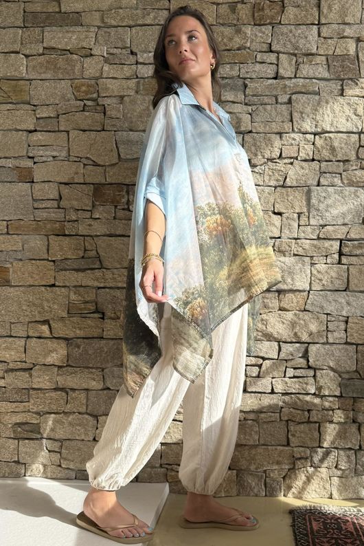 Zeta Otto Montana Mountain Range Blouse Blue